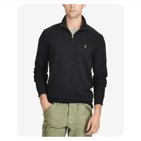 Polo Ralph Lauren Mens Estate Rib Cotton Quarter Zip Pulloverblack