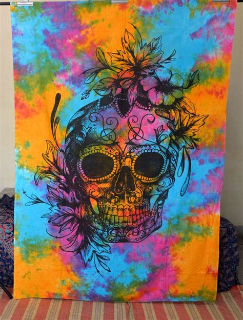 There is also a refund if the item arrives delayed, corrupted or doesn`t arrive at all. Twin Indian Skull Tapestry Grateful dead psychedelic ...