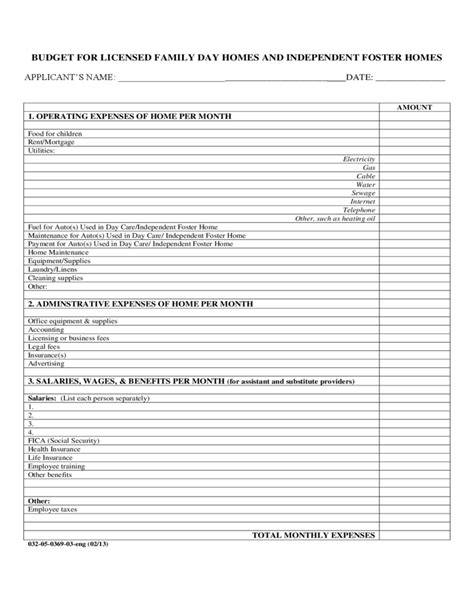 We did not find results for: Budget Template for Licensed Family Day Homes and ...