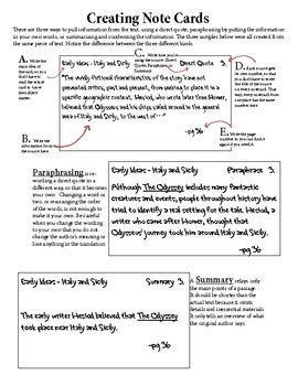 Use a separate note card or sheet of paper for each new note. Research Paper - Note Cards pdf by Maggie McKeithan | TpT