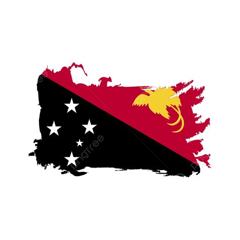 Gambar Sapuan Kuas Bendera Papua Guinea Elemen Terisolasi Desain