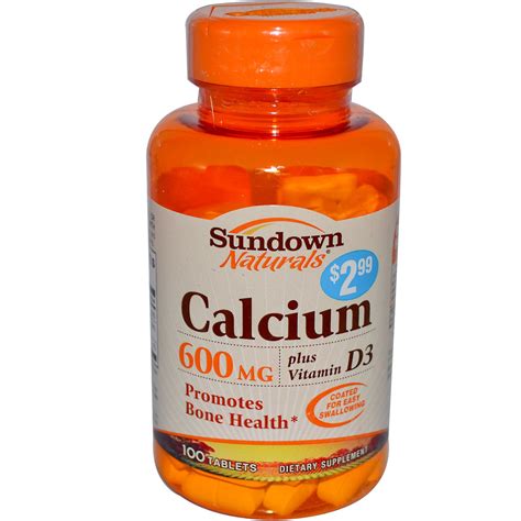 Sundown Naturals Calcium Plus Vitamin D3 600 Mg 100 Tablets Iherb