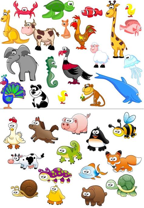 Beautiful cartoon animals vector | Cartoon animals, Animals for kids, Cute animals