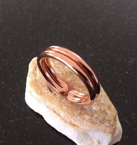 Copper Ring R Db Gs Adjustable Double Bar Shiny Pure Etsy Pure
