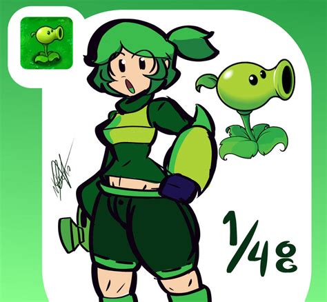 Plants Vs Zombies As Waifus Peashooter By Natsugio On Deviantart