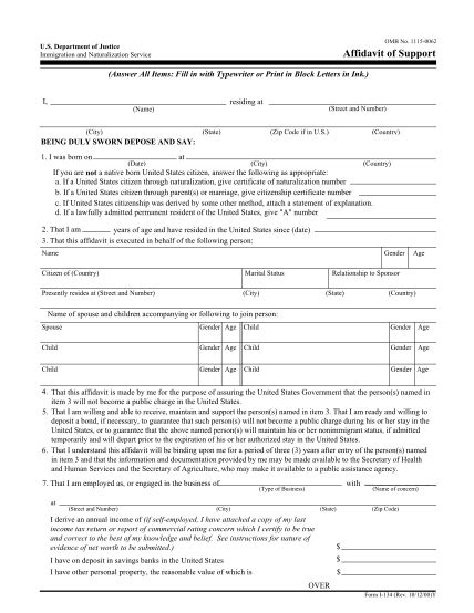 17 Form I 134 Affidavit Of Support Free To Edit Download And Print
