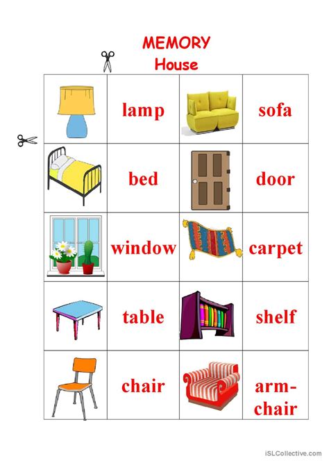 House Memory Game English Esl Worksheets Pdf And Doc