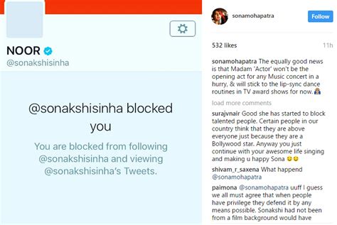 Sona Vs Sona Sonakshi Sinha Blocks Sona Mohapatra On Twitter Latter Puts Up Screenshots