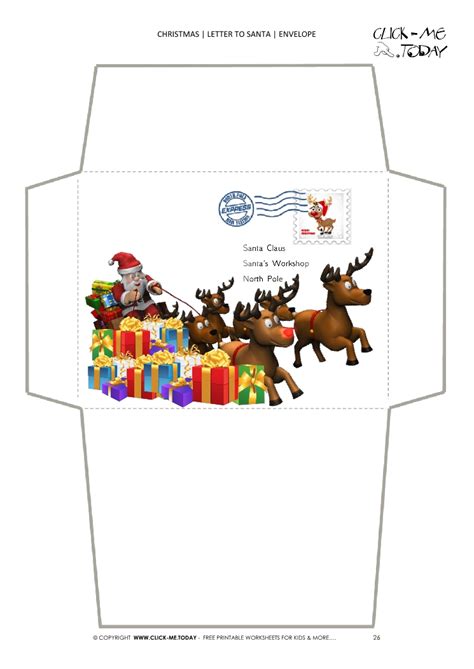 Fold over the envelope flaps to create the envelope (use a ruler to make sure the. Cute blank envelope to Santa 3d sleigh and reindeers with ...
