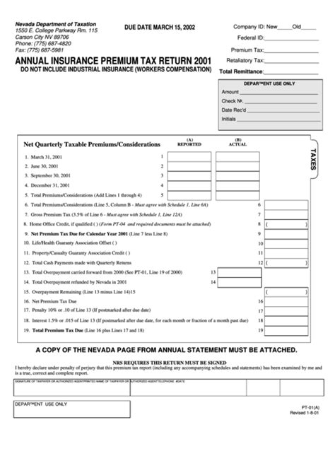 Here is everything you need to know about the costs of individual health individual and family. Form Pt-01(A) - Annual Insurance Premium Tax Return - 2001 printable pdf download