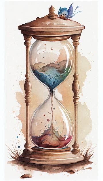 Premium Photo A Watercolor Painting Of A Hourglass With A Watercolor Painting Of The Sand