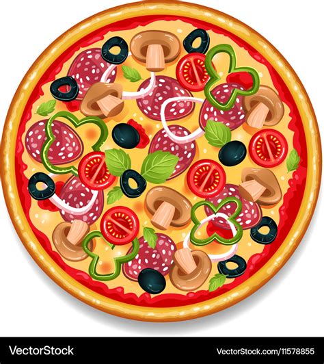 Colorful Round Tasty Pizza Royalty Free Vector Image