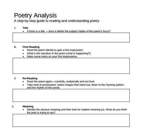An article critique is a paper when you summarize and evaluate a piece of research, specifying its strengths and weaknesses. Poetry's Analysis Template - 9+ Download Free Documents in PDF