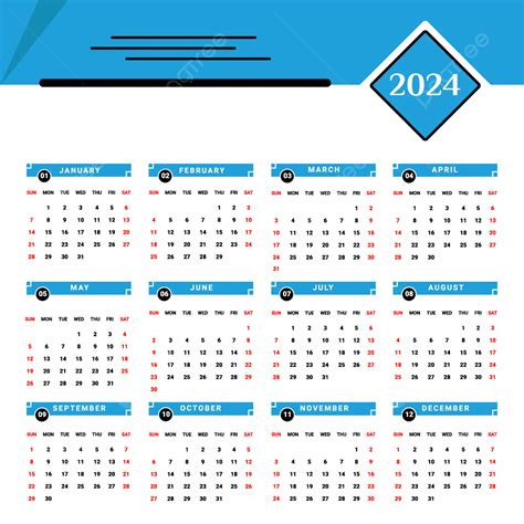 Calendario 2024 Azul Cielo Y Negro Con Diseño Geométrico Vector Png Calendario Calendario