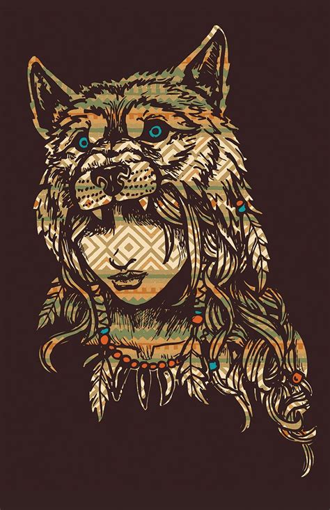 What kind of tattoo do i need for a wolf? Patterned Wolf Headdress 11x17 signed print from As Fall ...