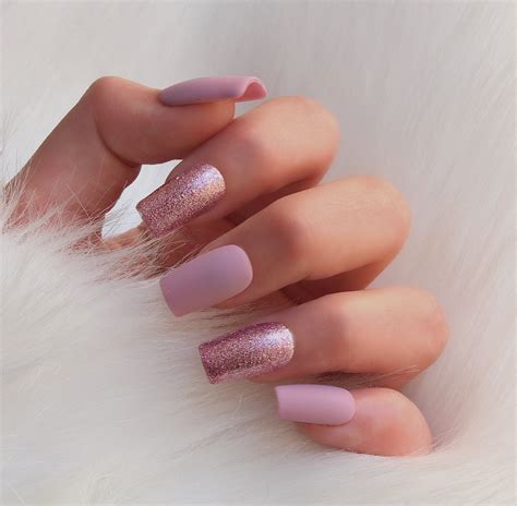 Press On Nails Dusk Pink Matte Gloss Accent Short Etsy