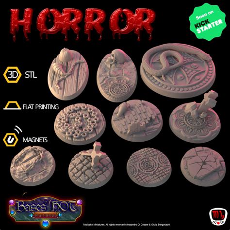 3d Printable Horror Custom Bases Bases Hot Madness Vol2 Ks Campaign By Mojibake Collectibles