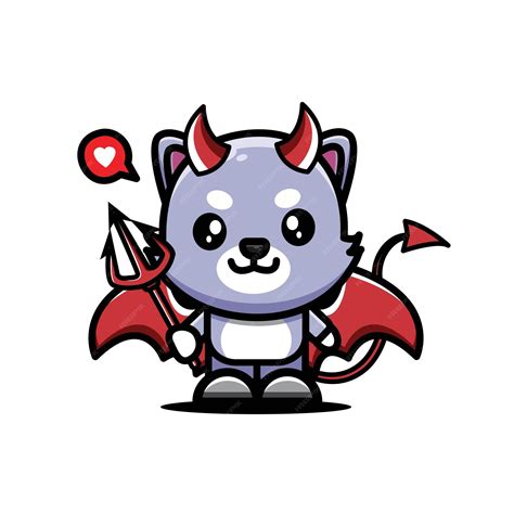 Premium Vector Cute Devil Cat Vector Character Design Illustration