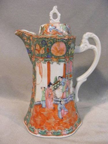 Rare Antique Chinese Export Rose Mandarin Teapot Wdome