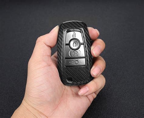 Black Carbon Fiber Key Fob Shell Cover For Ford Edge Fusion Mustang