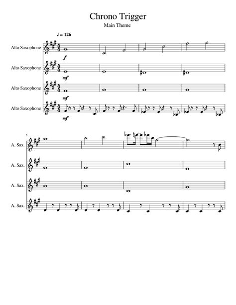 Chrono Trigger Main Theme Sheet Music For Saxophone Alto Saxophone