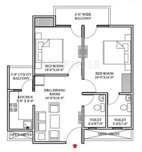 2bhk Plan Dimension