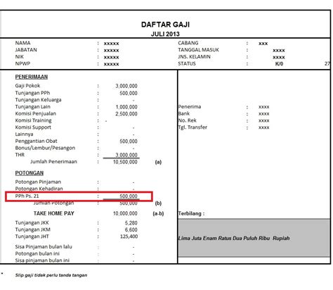 ⏩ simak yuk beberapa contoh slip gaji karyawan berikut ini. Apakah sebenarnya PPh 21 itu ? - Zahir Accounting Blog