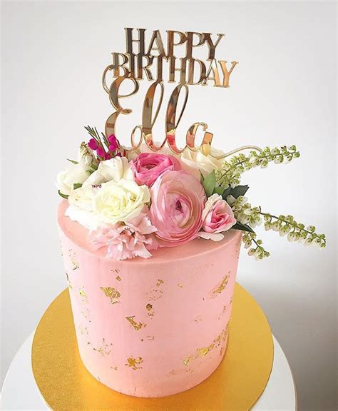 🌸happy Birthday Ella 💕topper From Etched Happy Birthday Cakes