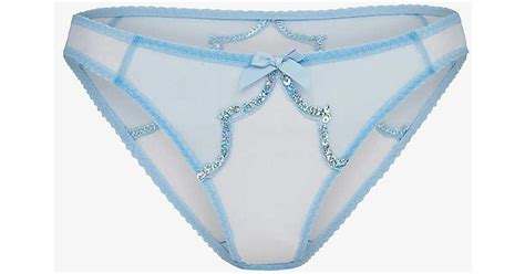 Agent Provocateur Lorna Party Sequinned Low Rise Mesh Briefs In Blue Lyst Uk