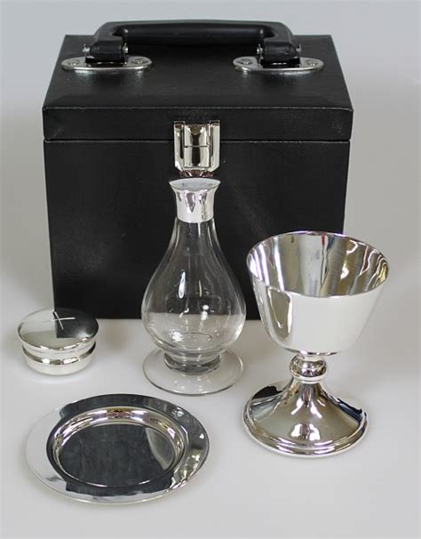 4 Piece Communion Set Silver Plated Clergy Collar 4 Piece Silver