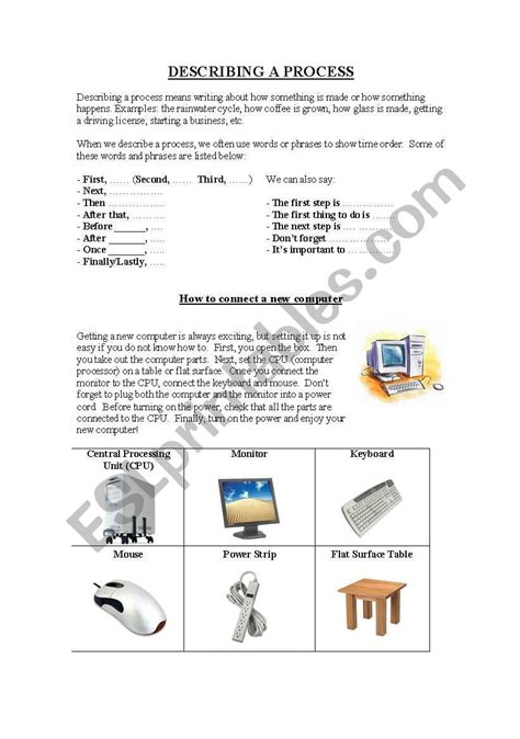 English Worksheets Describing Process