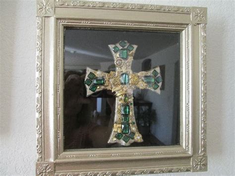Cross in a shadow box made with vintage jewelry | Shadow box, Vintage