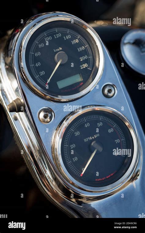 Close Up Of Speedometer Of Harley Davidson Motorcycle Stock Photo Alamy