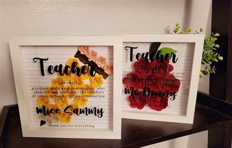 Teacher appreciation shadow box teacher pencil or apple gift | Etsy