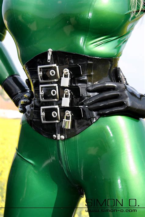 Rubber Corset Made From Thick Rubber With Padlocked Buckles