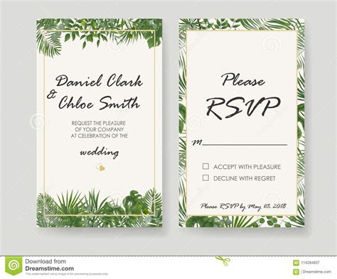 Wedding Invitation Rsvp Modern Card Design Vector