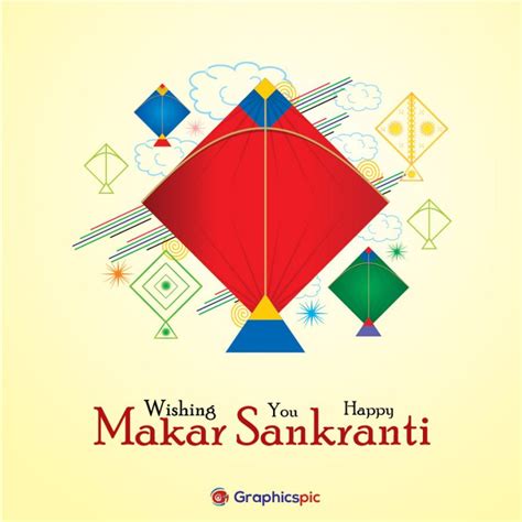 Happy Makar Sankranti Festival Card With Kite Design Free Vector