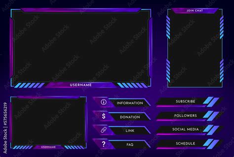 Twitch Stream Overlay Panel Template With Neon Theme Digital Streaming