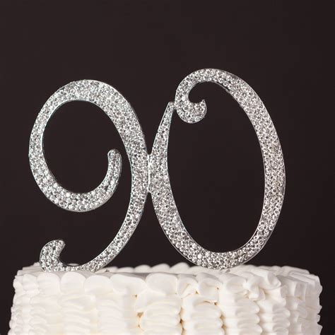 90 Cake Topper Silver 90th Birthday Decorations 90th Birthday