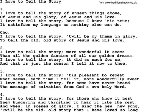 I Love To Tell The Story Christian Song Lyrics Bible Songs Hymn Music