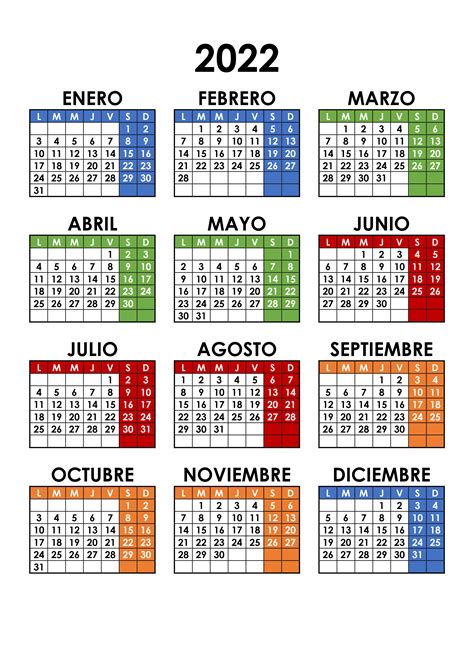 Calendario 2022 En Word Para Editar Zona De Información