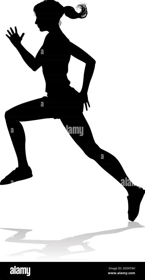 Silhouette Runner Woman Sprinter Or Jogger Person Stock Vector Image