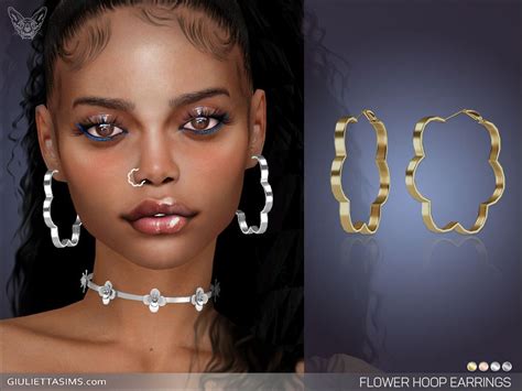 Sims 4 — Flower Hoop Earrings By Feyona — Flower Hoop Earrings Come In