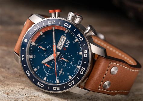 Liv P 51 Titanium Chrono Blue Orange In 2021 Liv Watches Pilot Watch Chronograph