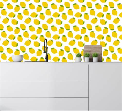 Lemon Wallpaper Kitchen Wallpaper Kitchen Decals Wallpaper Etsy