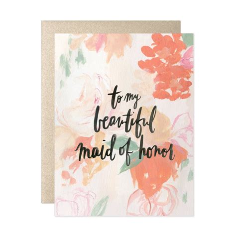 To My Beautiful Maid Of Honor Card Bridesmaid Cards Beautiful