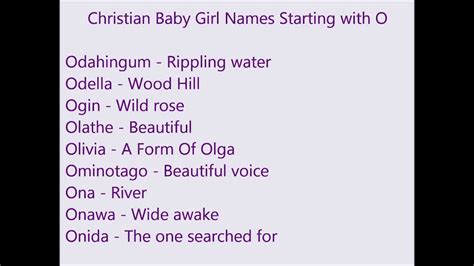 Dog name that starts with 'la' considerations. Christian Baby Girl Names O - YouTube