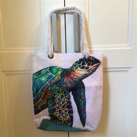 Sea Turtle Tote Bag Turtle Lover T Colourful Turtle Bag Etsy