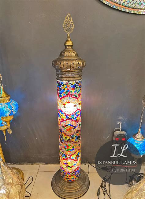 Oriental Cylinder Turkish Mosaic Floor Lamp Large Moroccan Etsy
