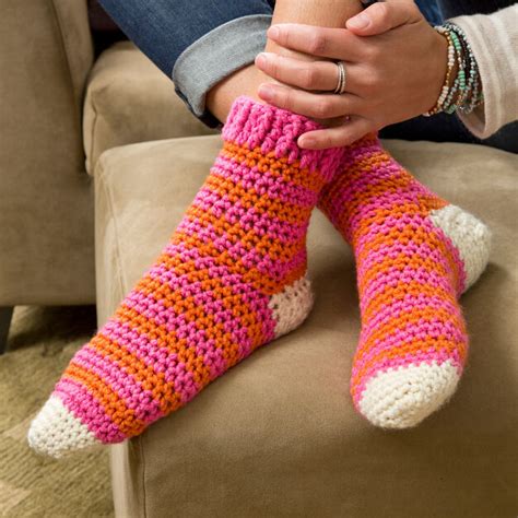 Red Heart Cozy At Home Crochet Socks Yarnspirations
